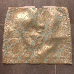 J Crew Aqua and Gold Skirt // Size 2